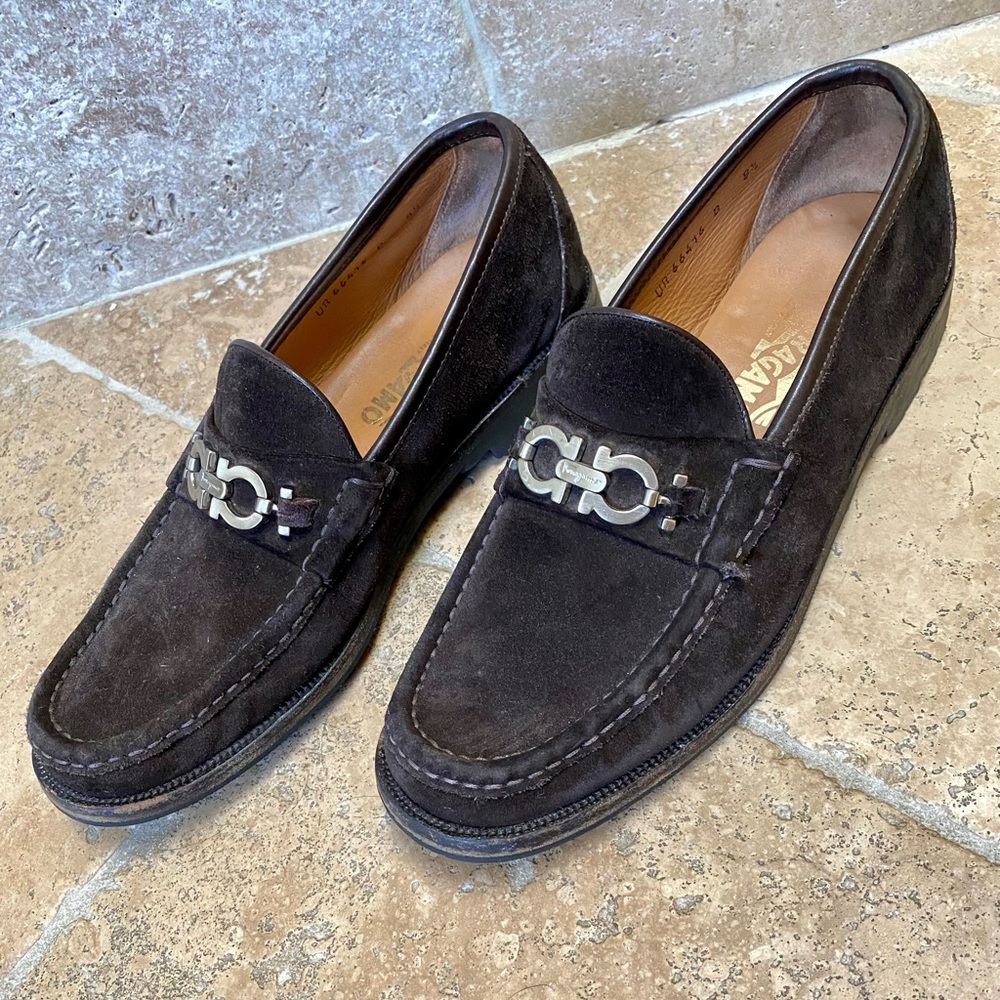 Salvatore Ferragamo brown suede loafers